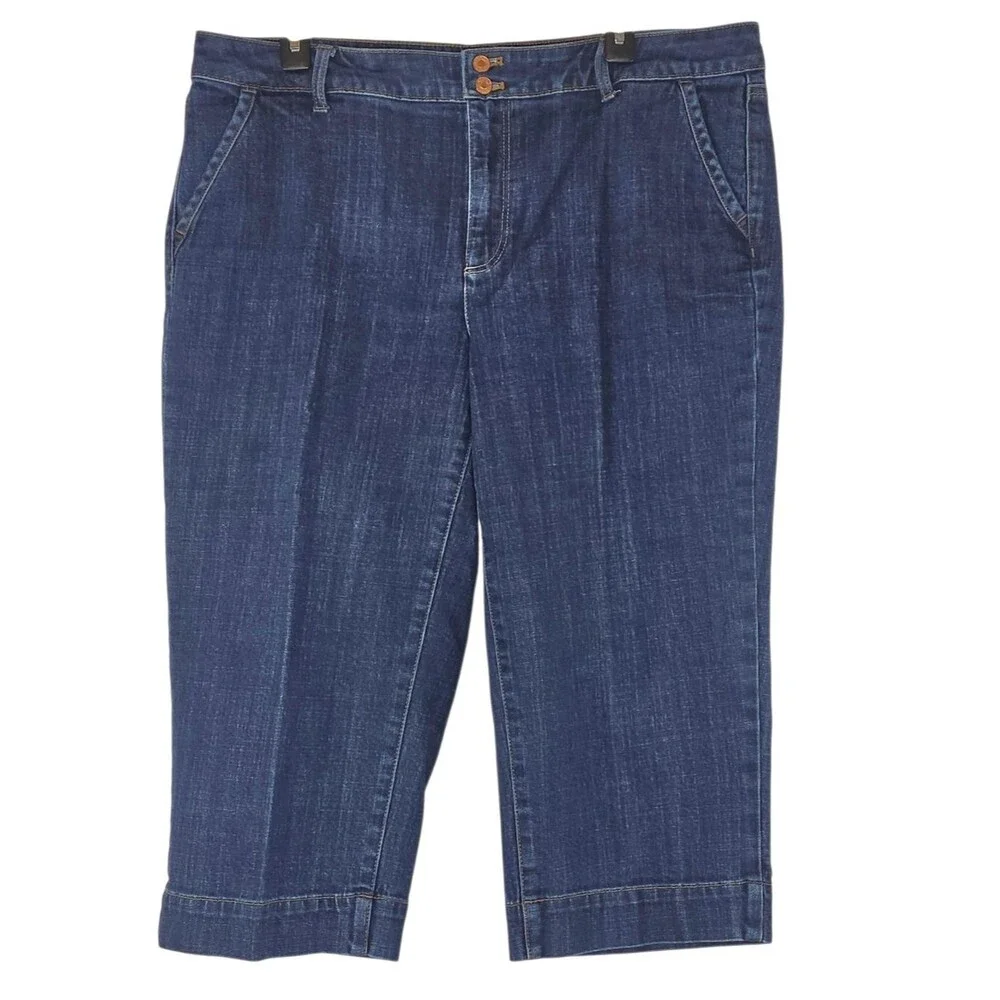 Talbots Flawless High Rise Wide Crop Jeans Dark Blue Size 16WP